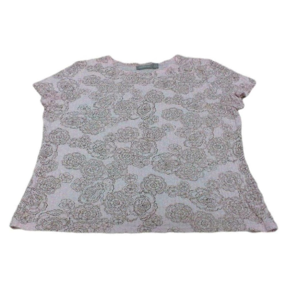 Croft & Barrow Women's Shirt Floral Print Stretch Cap Sleeve Pullover (Sze Lg.)